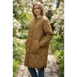 *New Woolrich Quilted Vest & Jacket Duo Coat L Olive Green Floral Plaid Lining